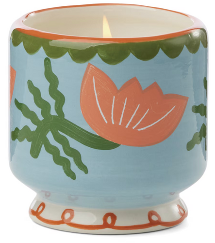 CACTUS FLOWER 8 Oz Handpainted Ceramic Candle