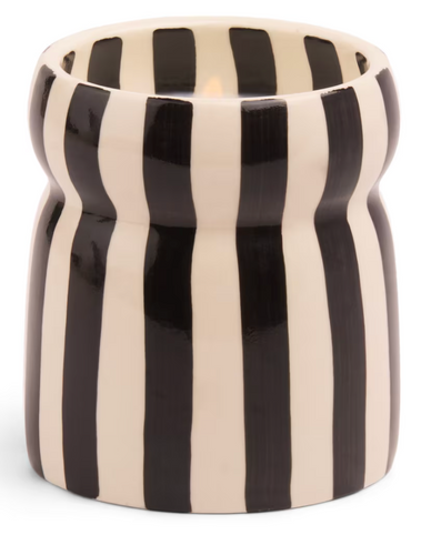 BLACK STRIPED CERAMIC CANDLE 184G