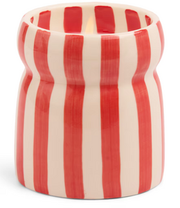 RED STRIPED CERAMIC CANDLE 184G