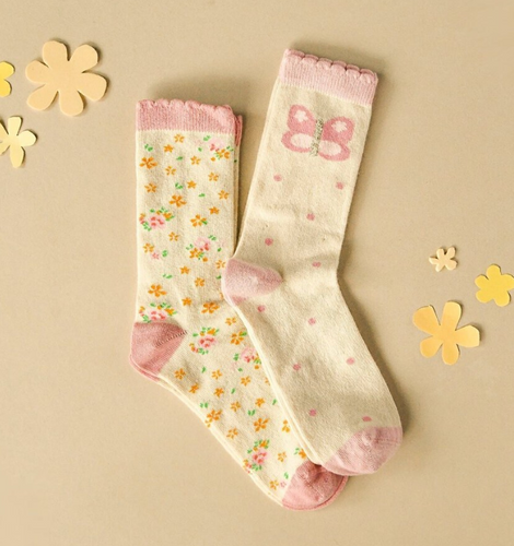 TINY BLOSSOM BUTTERFLY 2 Pack of socks