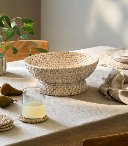 White wittering rattan bowl