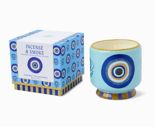 EYE INCENSE & SMOKE 8 Oz Handpainted candle
