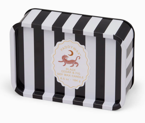 A Dopo 6oz/184g TIGER Printed Tin Candle - BLACK FIG & CEDAR