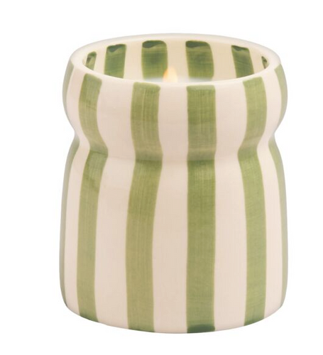 SAGE STRIPED CERAMIC CANDLE 184G