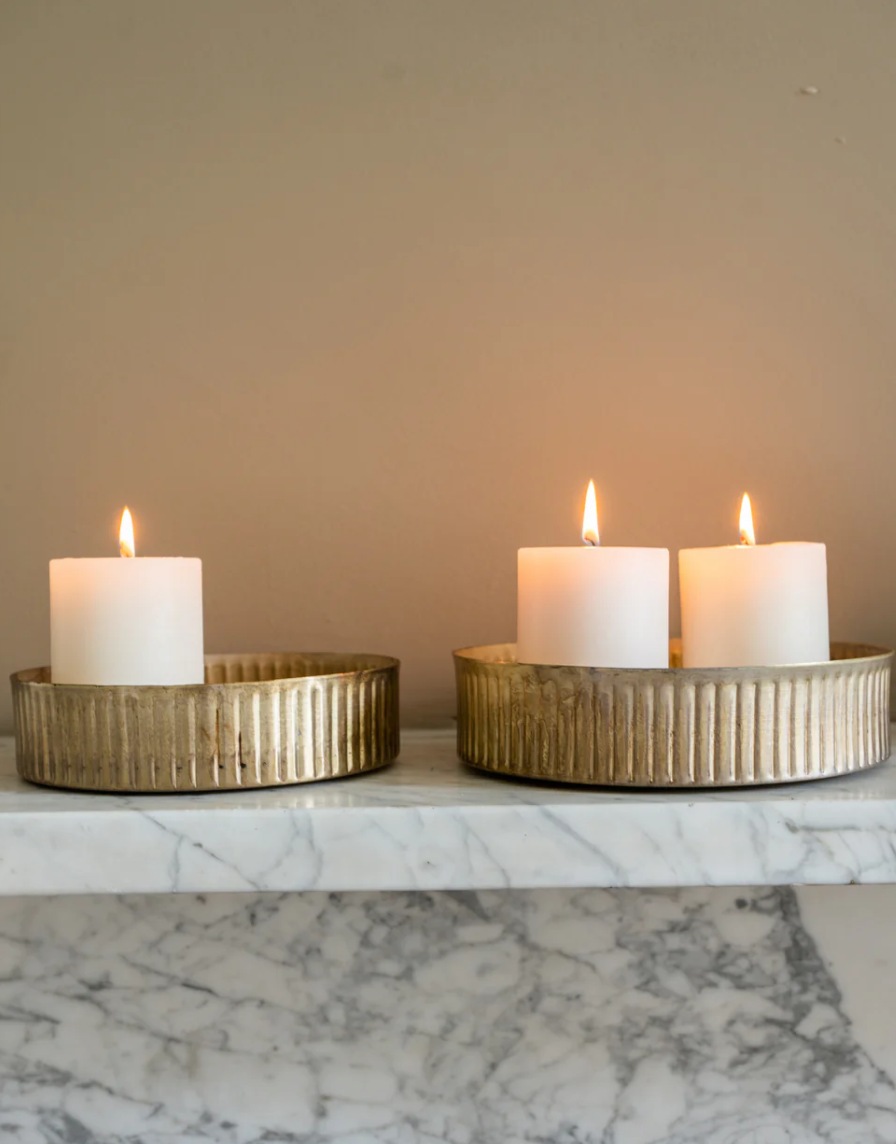 Metal Reeded Tray (set of 2)