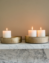 Load image into Gallery viewer, Antique Brass 2 Dinner Candle Plate