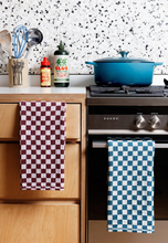 Load image into Gallery viewer, Teal Cotton Check Hand Towel