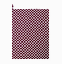 Load image into Gallery viewer, Burgandy Cotton Check Hand Towel