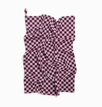 Load image into Gallery viewer, Burgandy Cotton Check Hand Towel