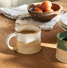 Load image into Gallery viewer, White Bladon Half Glazed Mugs Set of 2