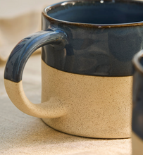 Load image into Gallery viewer, Blue Bladon Half Glazed Mugs Set of 2