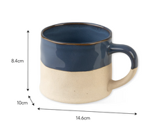 Load image into Gallery viewer, Blue Bladon Half Glazed Mugs Set of 2