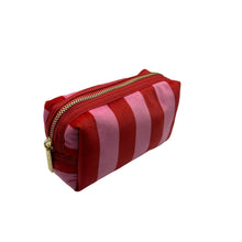 Load image into Gallery viewer, Pink stripe make-up bag - recycled velvet : Small