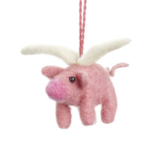 Load image into Gallery viewer, Handmade Felt Flying Pig Hanging Decoration