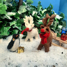 Load image into Gallery viewer, Handmade Felt Biodegradable Christmas Rudolph Hanging Decor: Variety Pack