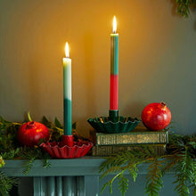 Load image into Gallery viewer, 2 Tone Red &amp; Green Dinner Candles | 2 Pack |Christmas Décor|