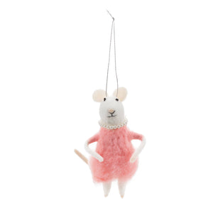 Felt mouse hanging decoration - Pink dress