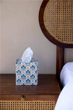 Load image into Gallery viewer, Block Printed Tissue Box - Trellis Indigo