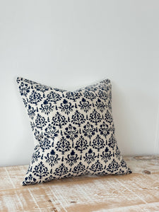 Ivy Navy Print Cushion with feather inner 45 x 45 - 100% Cotton