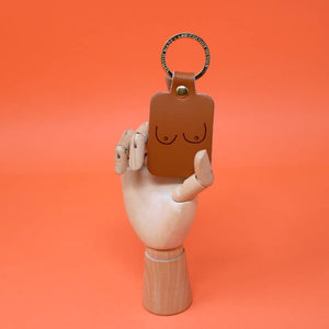 Boob Leather Key Fob: Pale Pink