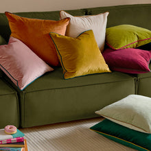 Load image into Gallery viewer, Meridian Velvet Cushion Blush/Teal: Blush/Teal / Polyester Filled / 55 x 55cm