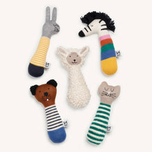 Load image into Gallery viewer, Cotton Knit Baby Rattle Toy: Cat Green