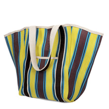 Load image into Gallery viewer, Recycled woven tote bag - Brown, yellow, teal