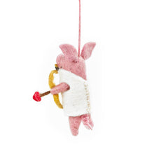 Load image into Gallery viewer, Handmade Felt Cupid Pig Hanging Valentines Decor