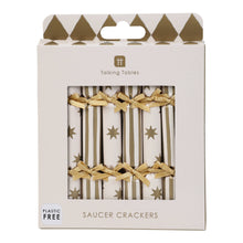 Load image into Gallery viewer, Gold Christmas Saucer Crackers - 10 Pack Display | Christmas Decor |