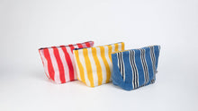 Load image into Gallery viewer, Terry Towelling Wash Bag: Striped Pink &amp; Red
