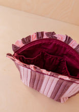 Load image into Gallery viewer, Cotton Wash Bag in Pink &amp; Burgundy Stripe