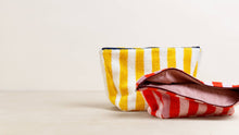 Load image into Gallery viewer, Terry Towelling Wash Bag: Striped Pink &amp; Red