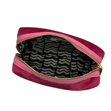 Load image into Gallery viewer, Bright pink make-up bag &amp; bow brooch - recycled velvet : Large