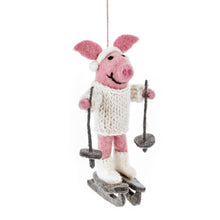 Load image into Gallery viewer, Handmade Felt Alpine Swine Hanging Pig Christmas Decoration