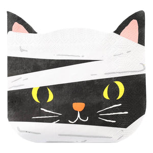 Black Cat Shaped Paper Napkins | 20 Pack | Halloween Decor |