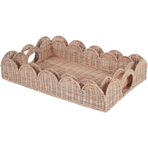 SMALL Rattan Rectangular Scallop Tray