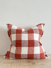 Load image into Gallery viewer, Esmee Fringed Linen Cushion Cover 45x45 – Red Check