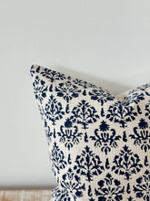 Load image into Gallery viewer, Ivy Navy Print Cushion with feather inner 45 x 45 - 100% Cotton