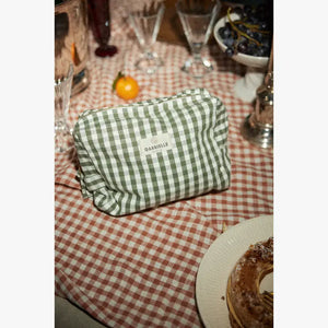 BLACK GINGHAM TOILET BAG