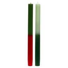 Load image into Gallery viewer, 2 Tone Red &amp; Green Dinner Candles | 2 Pack |Christmas Décor|