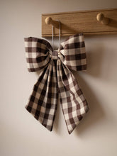 Load image into Gallery viewer, Cream and Brown Gingham Hanging Bow