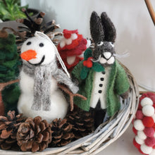 Load image into Gallery viewer, Hanging Felt Norman the Snowman Handmade Felt Biodegradable