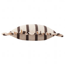 Load image into Gallery viewer, Connie Square Striped Ruffle Cushion Chocolate: Chocolate / Cover Only / 45 x 45cm