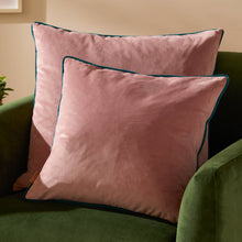 Load image into Gallery viewer, Meridian Velvet Cushion Blush/Teal: Blush/Teal / Polyester Filled / 55 x 55cm