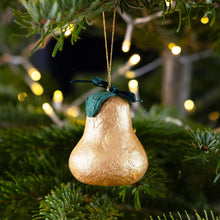 Load image into Gallery viewer, Handmade Gold Pear Christmas Tree Decorations - Display |
