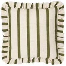 Load image into Gallery viewer, Connie Square Striped Ruffle Cushion Moss: Moss / Polyester Filled / 45 x 45cm