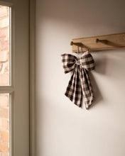 Load image into Gallery viewer, Cream and Brown Gingham Hanging Bow