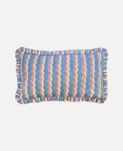 Load image into Gallery viewer, Cotton Quilted Frill Cushion | Whirly | Blueberry | Small