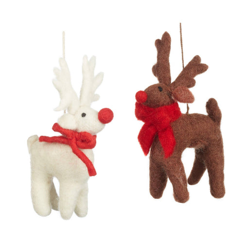 Handmade Felt Biodegradable Christmas Rudolph Hanging Decor: Variety Pack