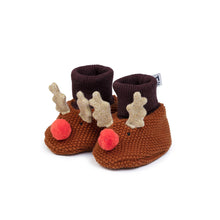 Load image into Gallery viewer, Cotton Knit Baby Slipper Socks: Reindeer